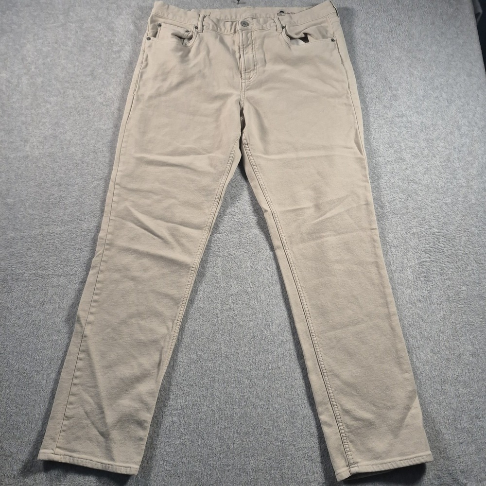 Faherty Stretch Terry 5-Pocket Pants Men's 36x32 (36x30) Beige Slim Straight
